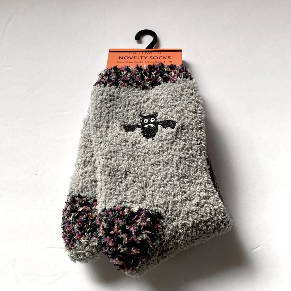 Black BAT Gray Purple Novelty Socks Cozy Crew Socks Womens Shoe Size 4-10